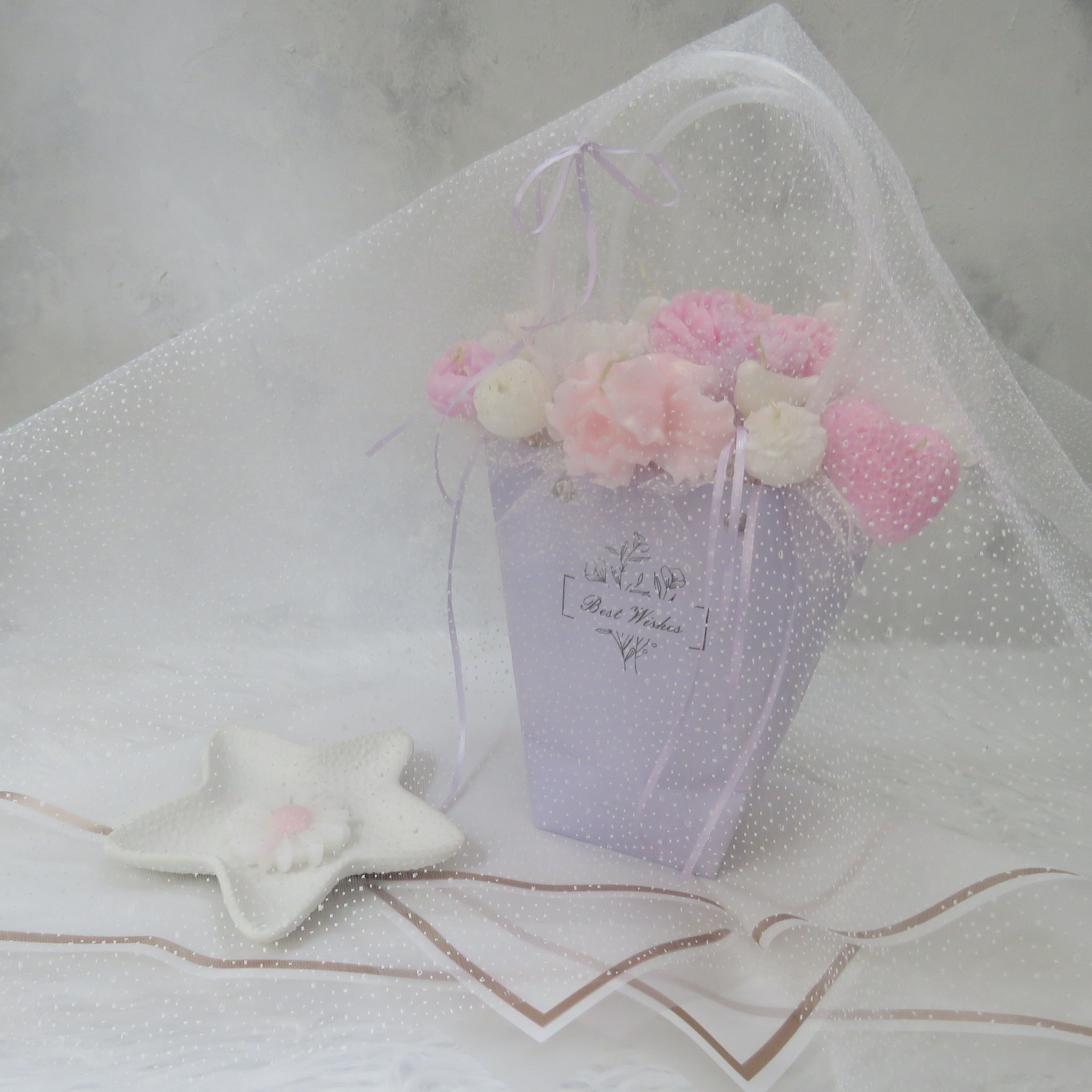 باکس شمع گل مدل ابرا کد 1001مجموعه 22 عددی