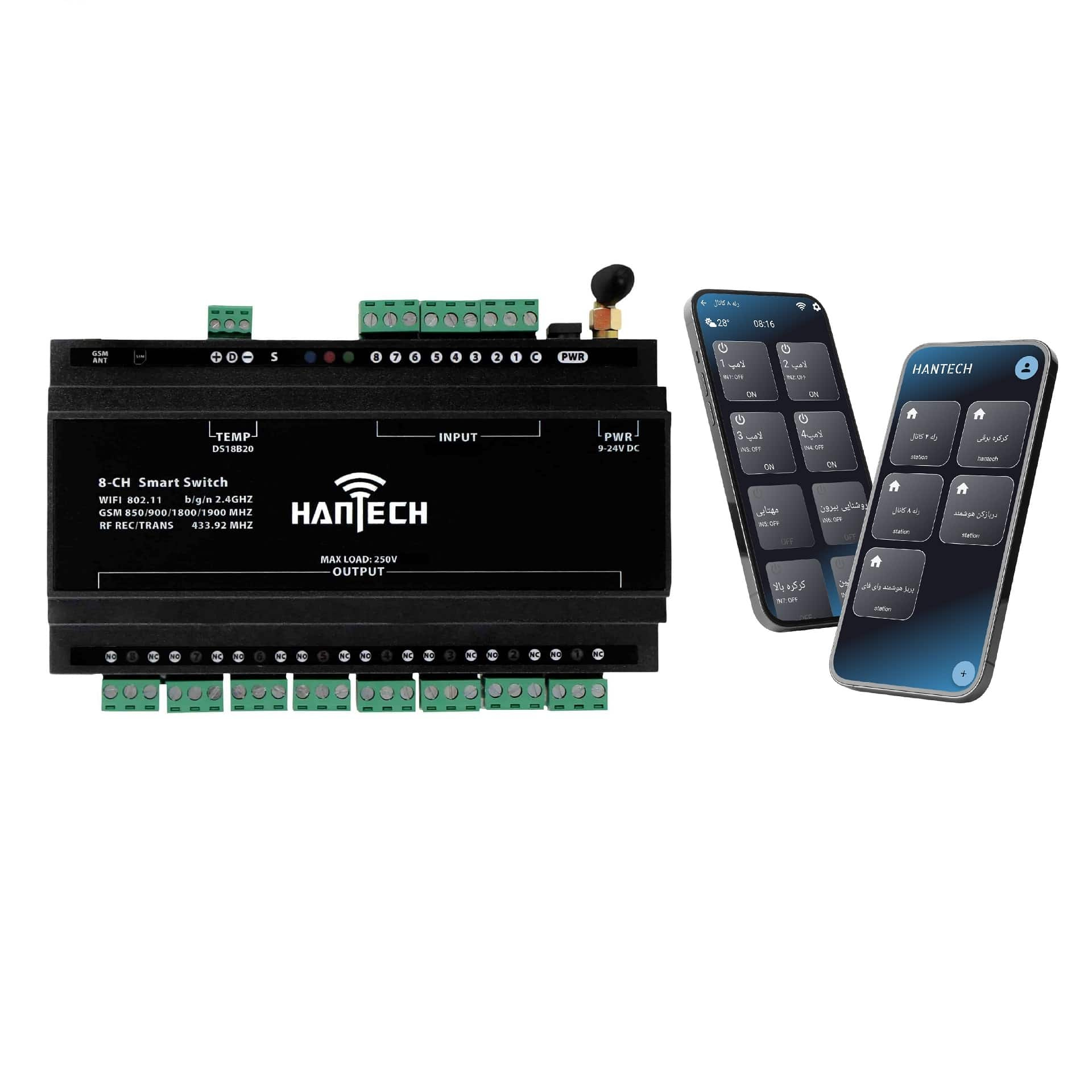رله سوئیچ هوشمند هانتک مدل 8 کانال WIFI-RF