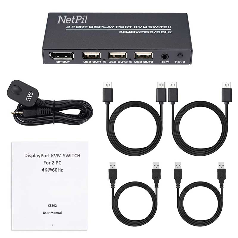 کی وی ام سوئیچ ۲ پورت DisplayPort نت پیل مدل DK201