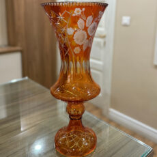 گلدان شیشه ای مدل تراش دار دوپوست کد 003