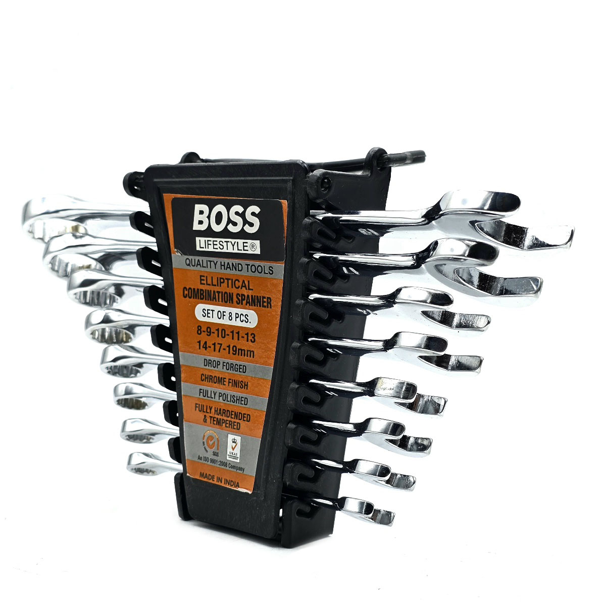 آچار یکسر تخت و یکسر رینگی باس مدل life-style مجموعه 8 عددی