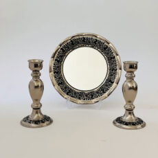 آینه و شمعدان مسی مدل کروم سیاه قلم کد ZH379