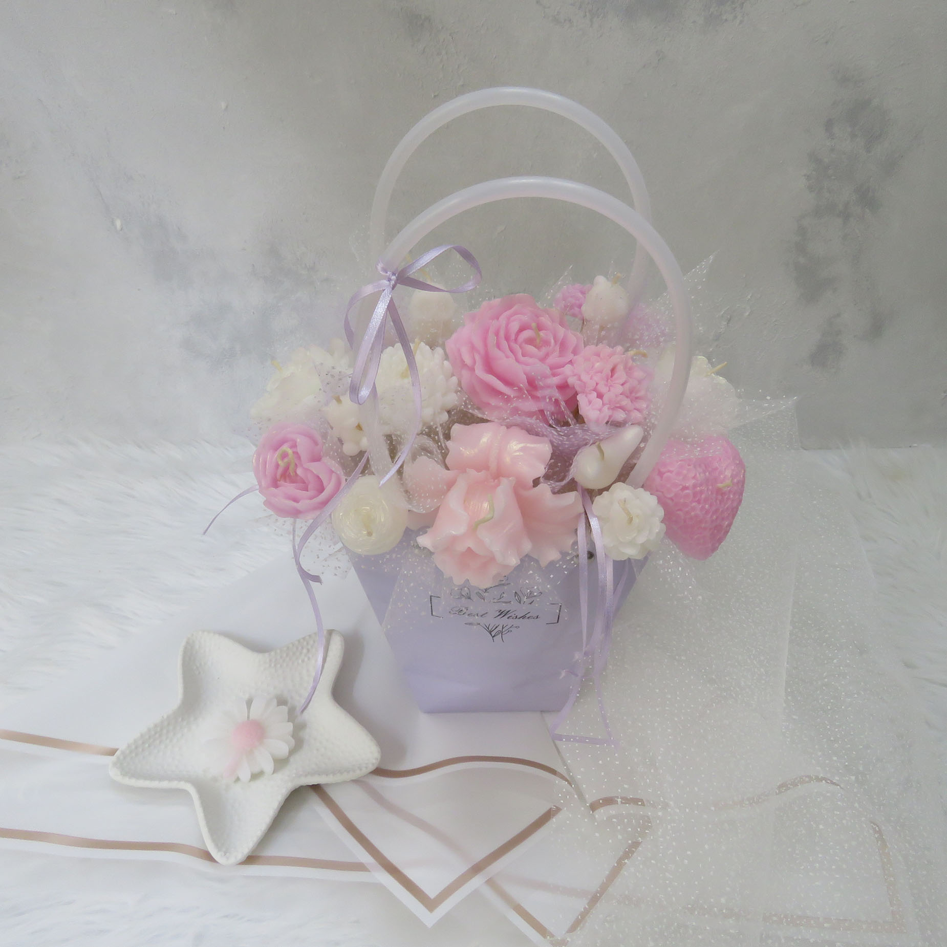 باکس شمع گل مدل ابرا کد 1001مجموعه 22 عددی