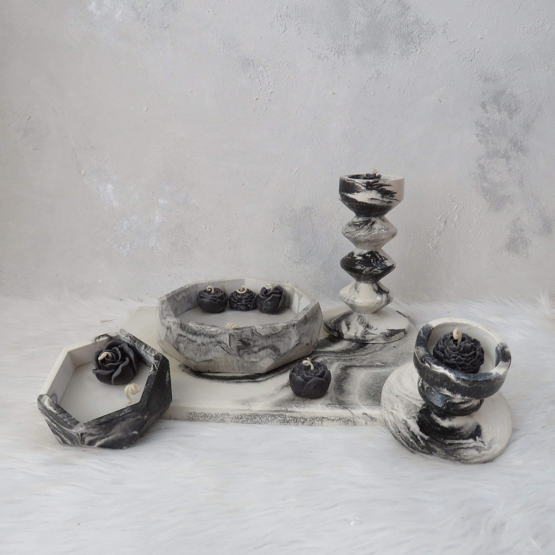 ست شمع کاسه ای و جاشمعی مدل الین کد 550 مجموعه 8 عددی