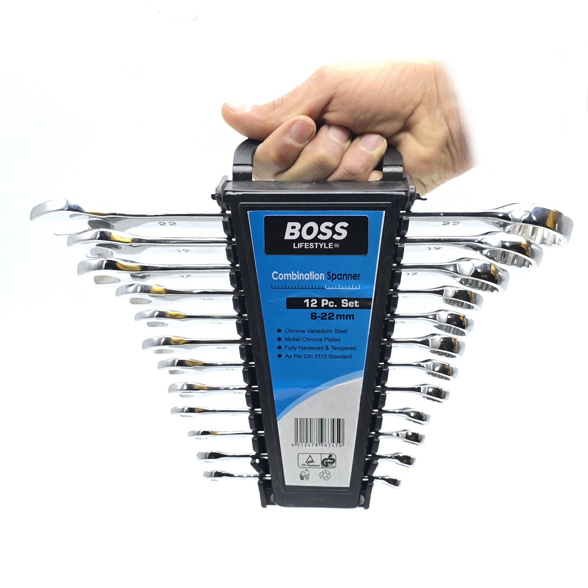 آچار یکسر تخت و یکسر رینگی باس مدل 6-22MM مجموعه 12 عددی