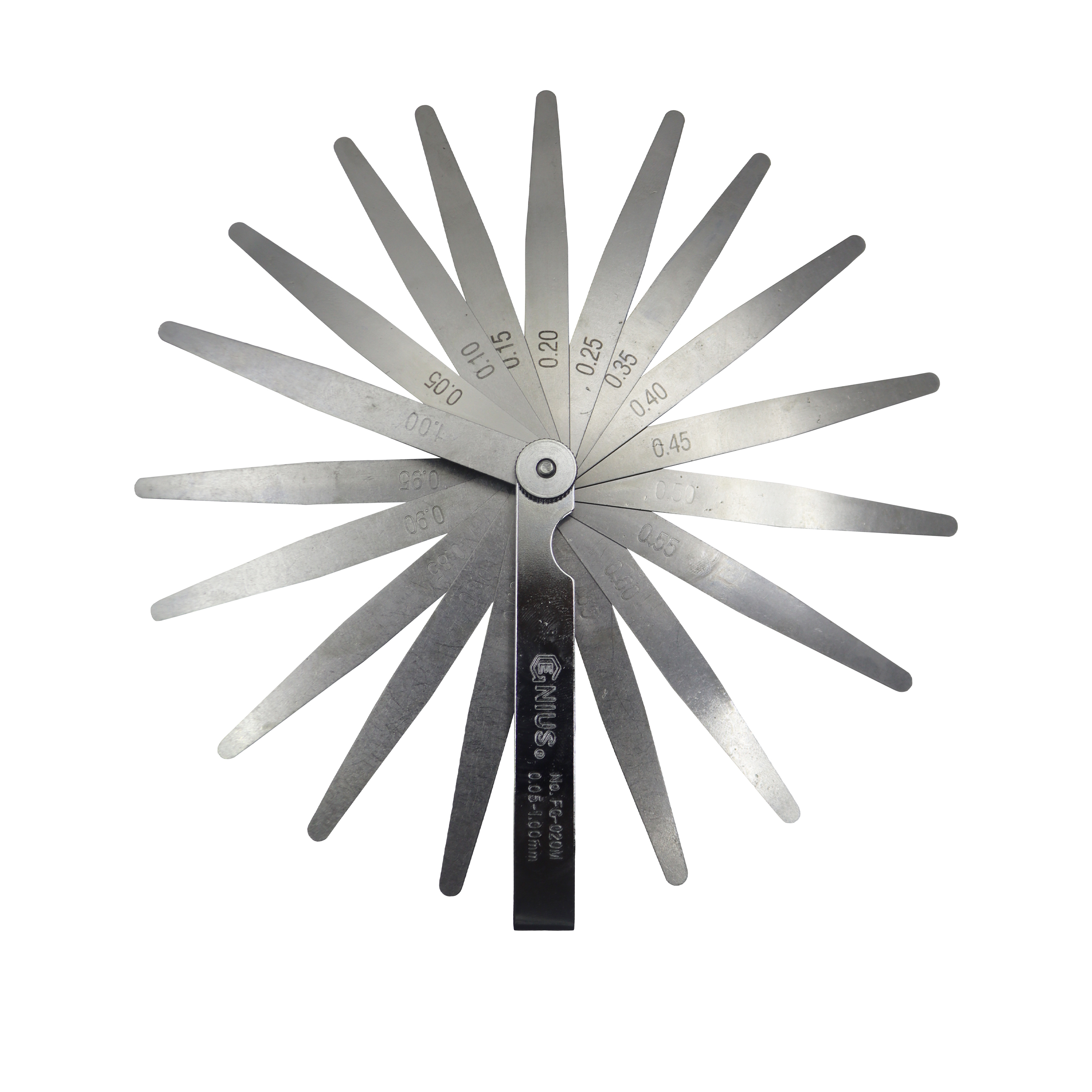 آچار فیلر جنیوس تولز مدل YP-FG-020M/0.05-1.00MM مجموعه 20 عددی