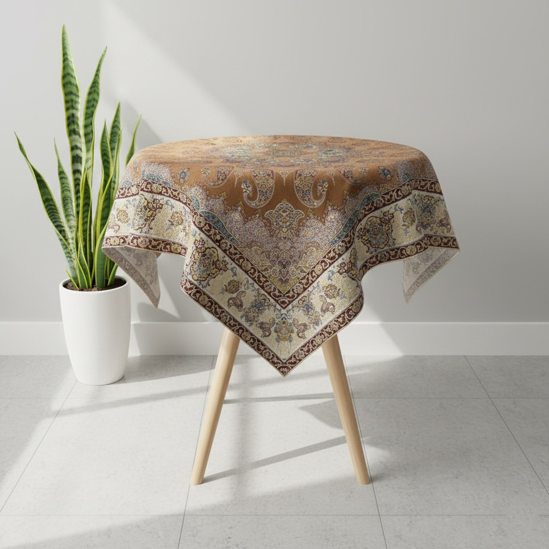 رومیزی مدل ترمه کهن سایز 100x100 سانتی‌متر