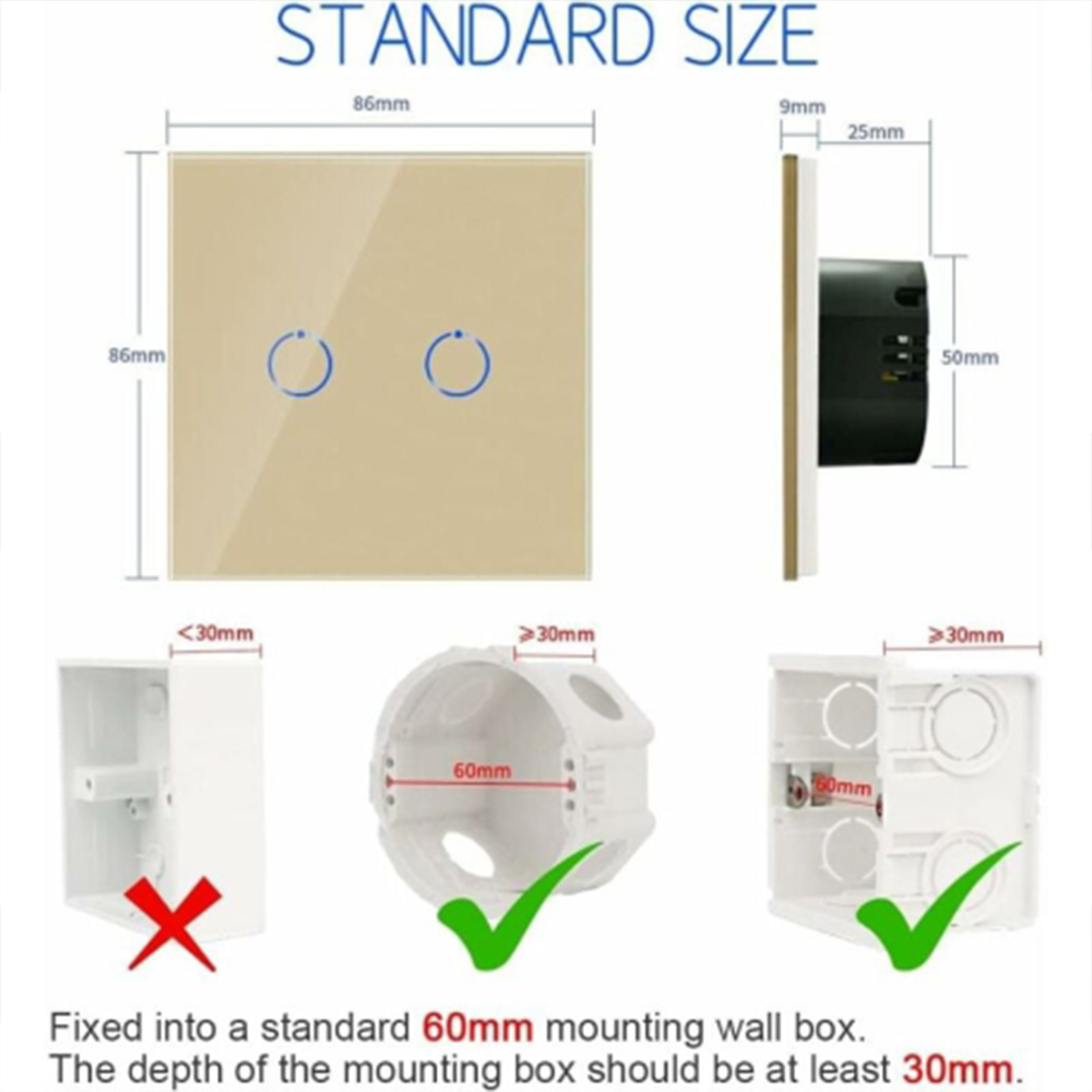کلید  لمسی هوشمند مدل TUYA 2 GANG WiFi & RF433MHZ