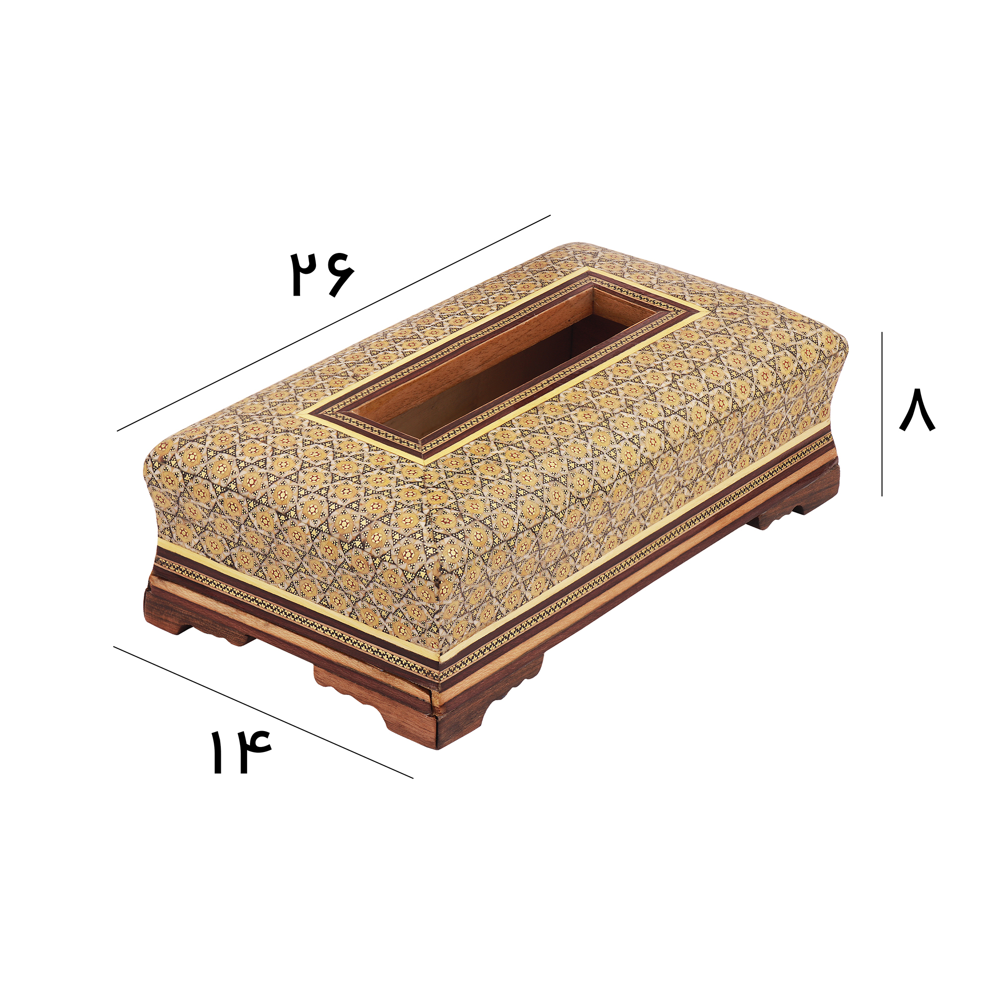جعبه دستمال کاغذی کشویی مدل خاتم کاری تخمه دار
