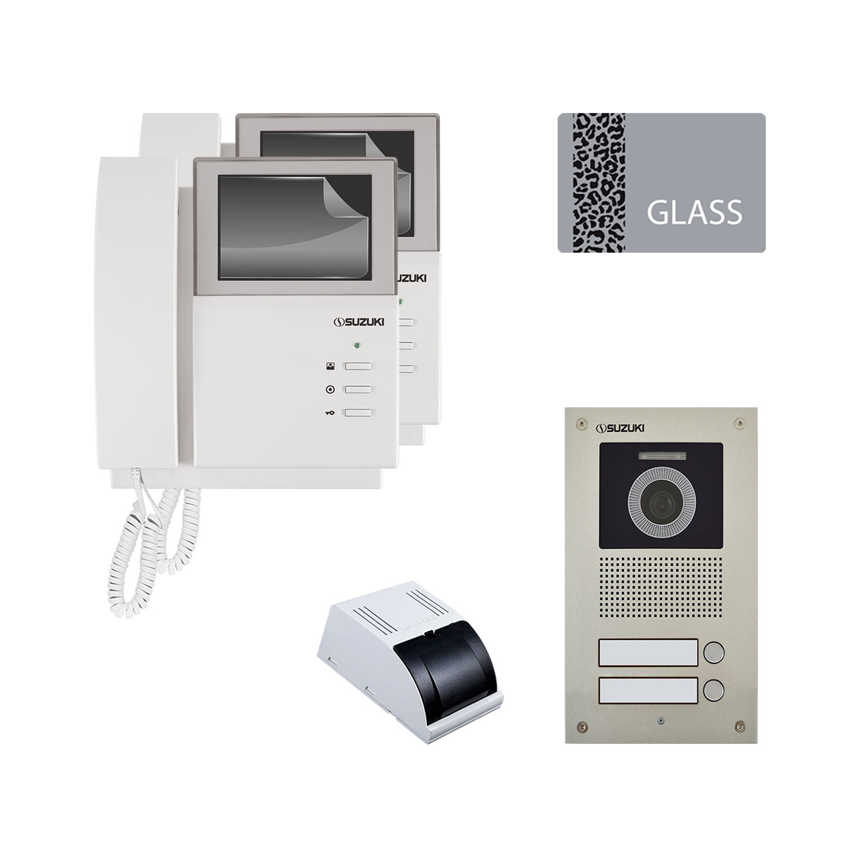 مجموعه دربازکن تصویری سوزوکی مدل 413-4ucm دو واحدی به همراه محافظ صفحه