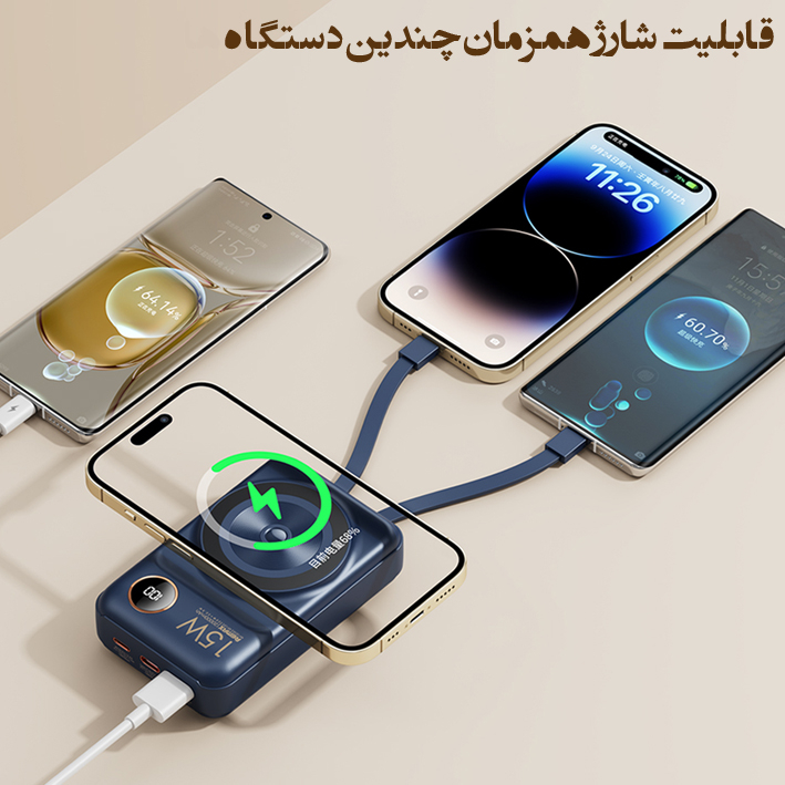 پاوربانک ریمکس مدل MagSafe Wireless Fast Charge 22.5W ظرفیت 20000 میلی آمپر ساعت