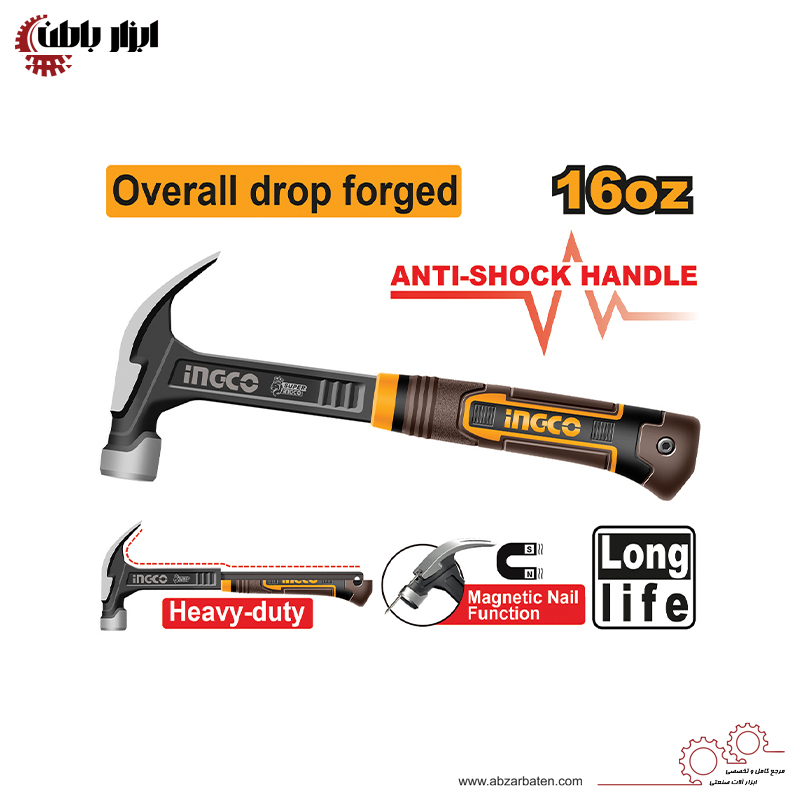 چکش میخ کش اینکو مدل HCH81016L با وزن 880 گرم