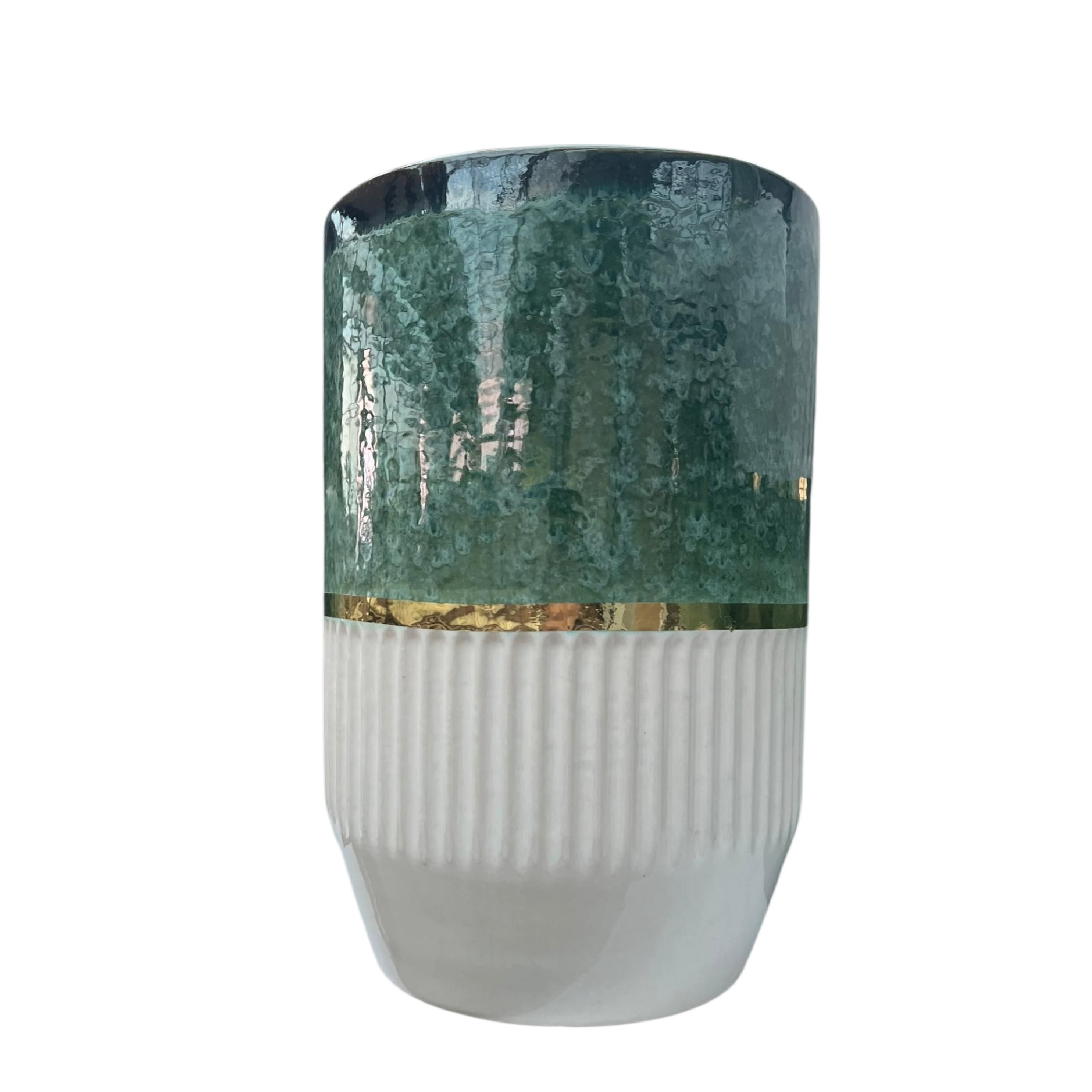 گلدان سرامیک طرح شیار دار مجموعه 2 عددی