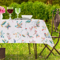رومیزی مادام کوکو مدل Violet Beyaz Square سایز 140×140 سانتی‌متر