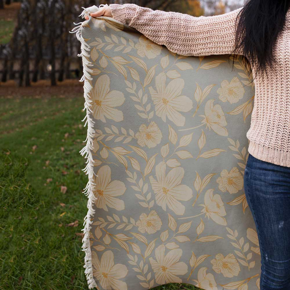 شال مبل مدل گلدار کد F2SH1082 سایز 98x180 سانتی متر