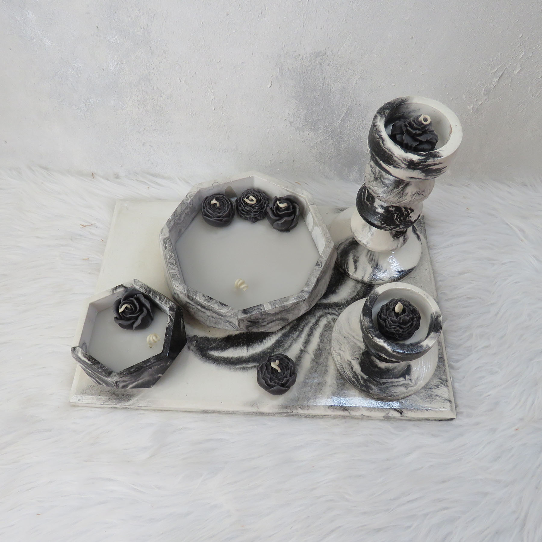 ست شمع کاسه ای و جاشمعی مدل الین کد 550 مجموعه 8 عددی