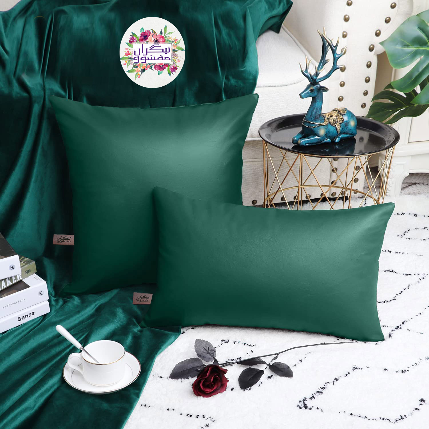 کوسن تیگران مفشوو مدل Leather cushion مجموعه دو عددی