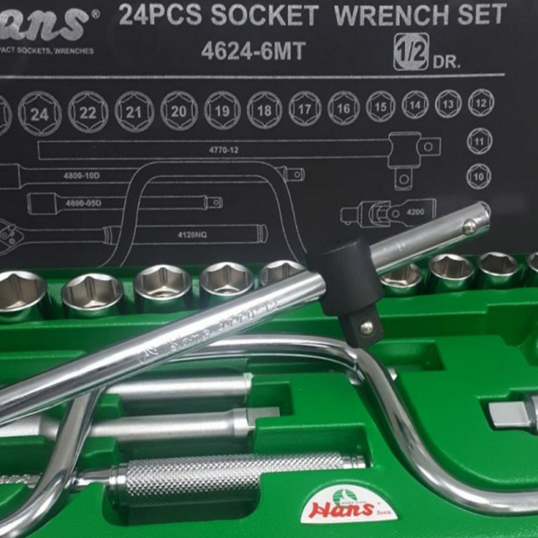 مجموعه 24 عددی آچار بکس هنس مدل 4624-6MT