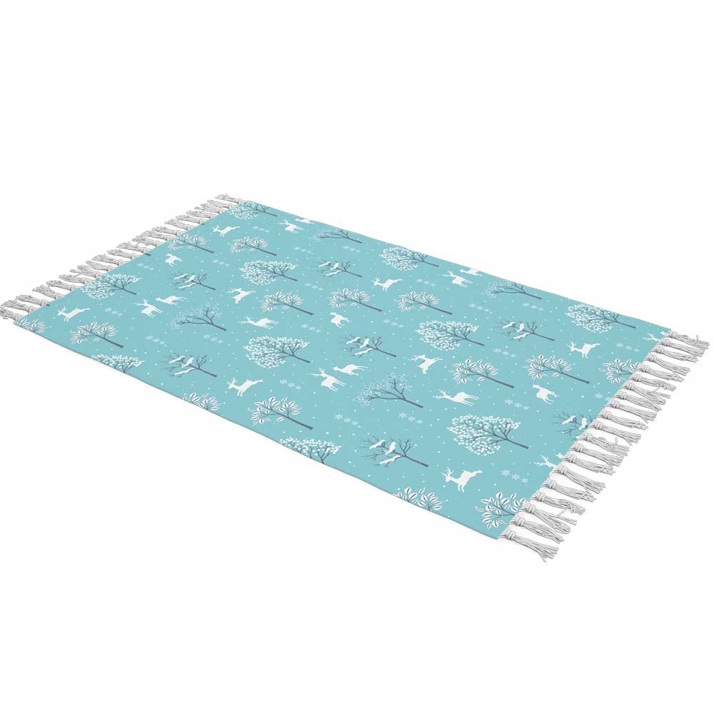 شال مبل طرح زمستان و گوزن کد Q2SH1067 سایز 98x180 سانتی متر