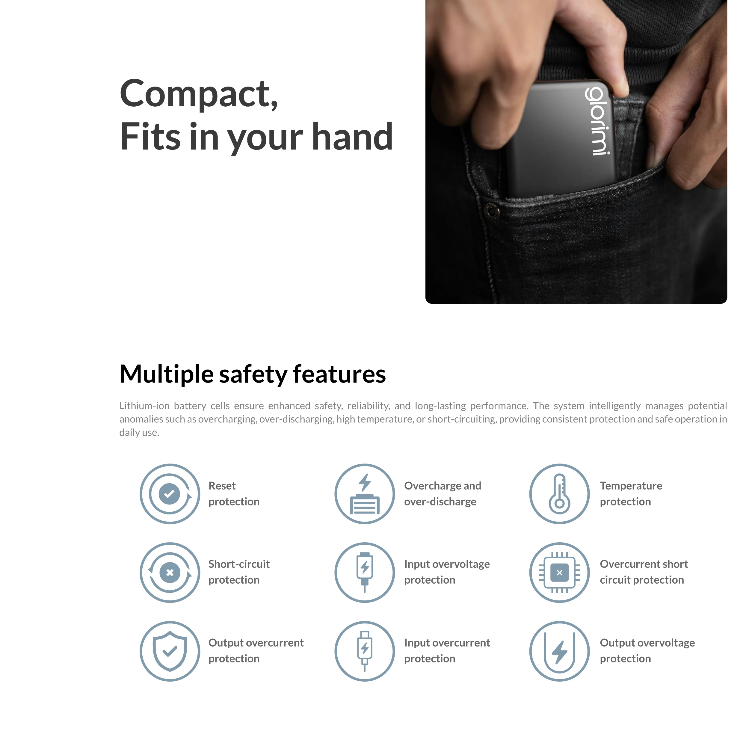 پاوربانک 20 وات گلوریمی مدل FitCore Mag ظرفیت 5000 میلی آمپر ساعت