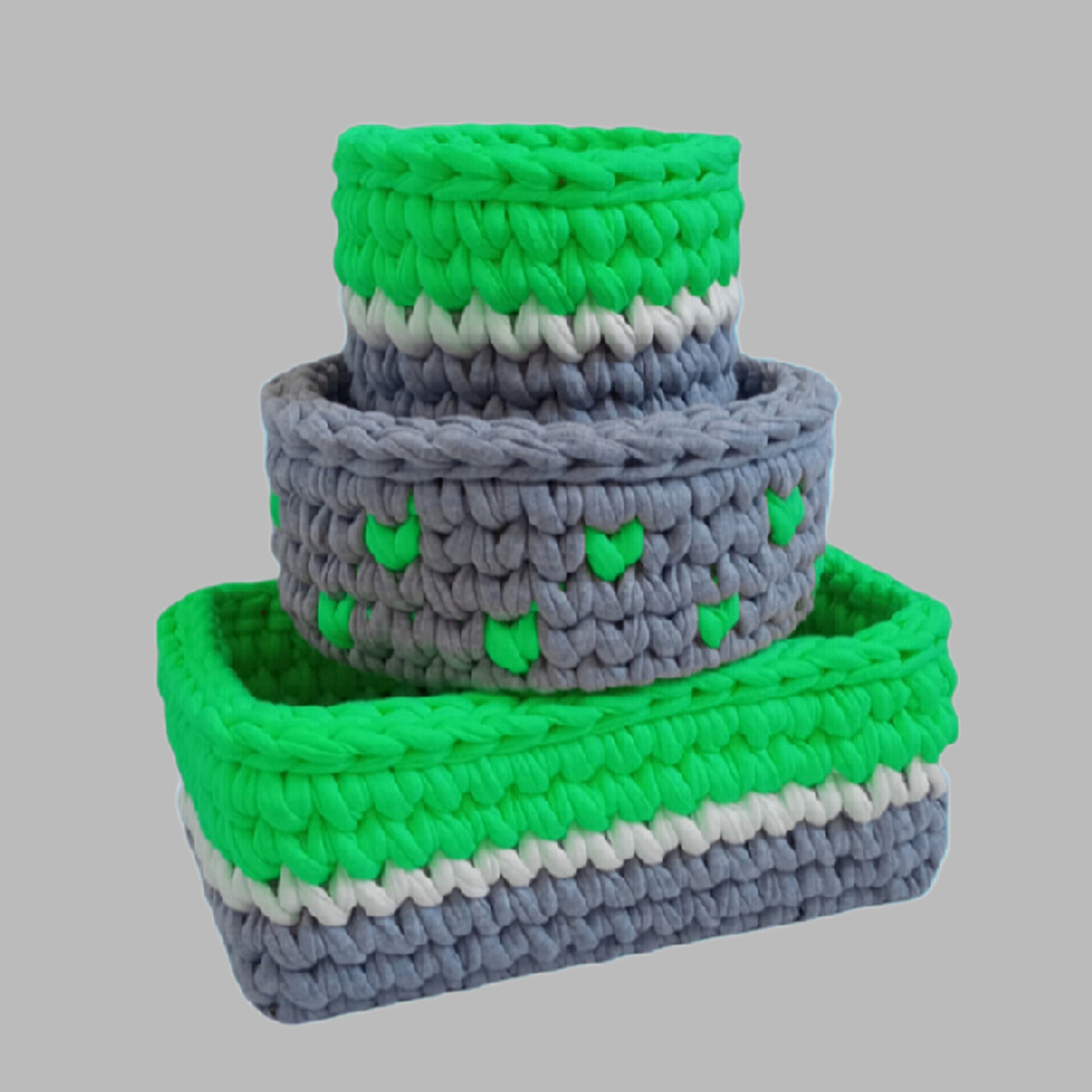 سبد قلاب بافی تریکو مدل اریانا کد 01 مجموعه 3 عددی