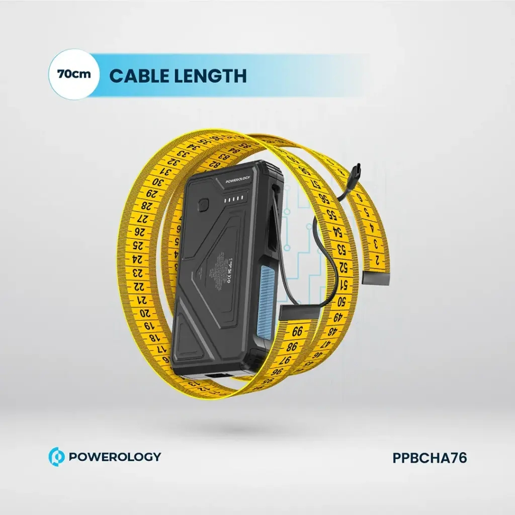 پاور بانک پاورولوژی مدل PPBCHA76 ظرفیت ۲۰۰۰۰ میلی آمپر ساعت