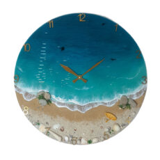 ساعت دیواری رزینی طرح ساحل و دریا