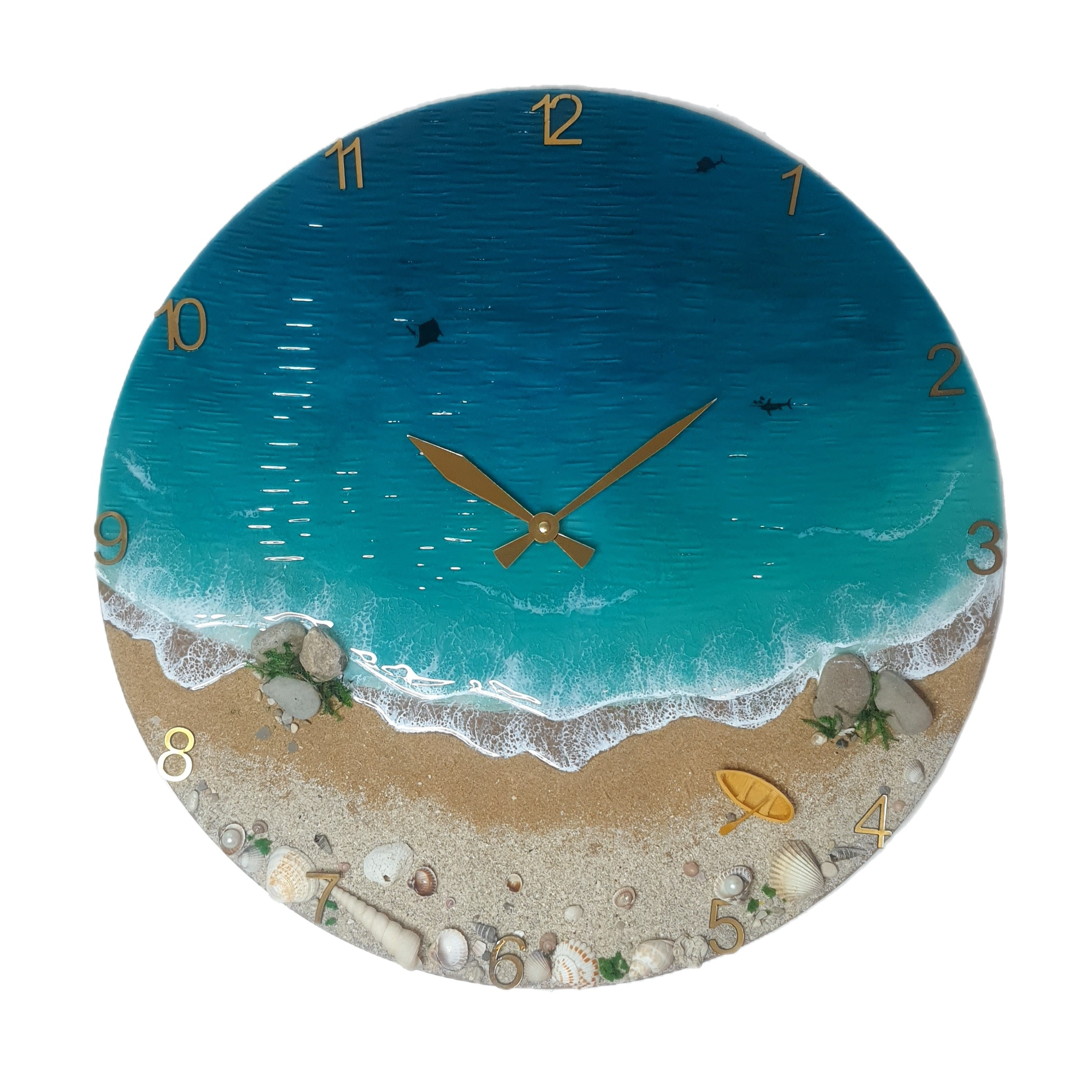 ساعت دیواری رزینی طرح ساحل و دریا