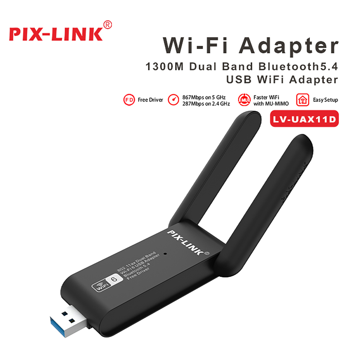 USB کارت شبکه پیکس لینک مدل UAX10 WIFI6