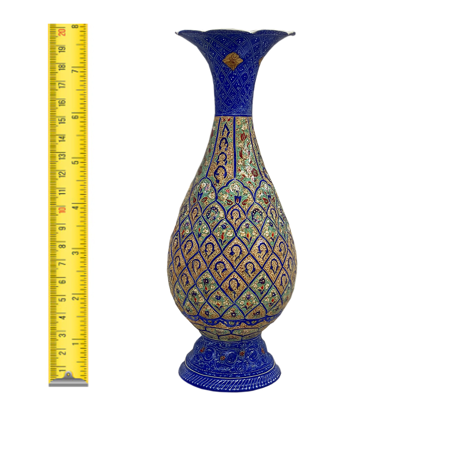 گلدان میناکاری اسماعیلی مدل خمره ای نقش برجسته کد 841159-5