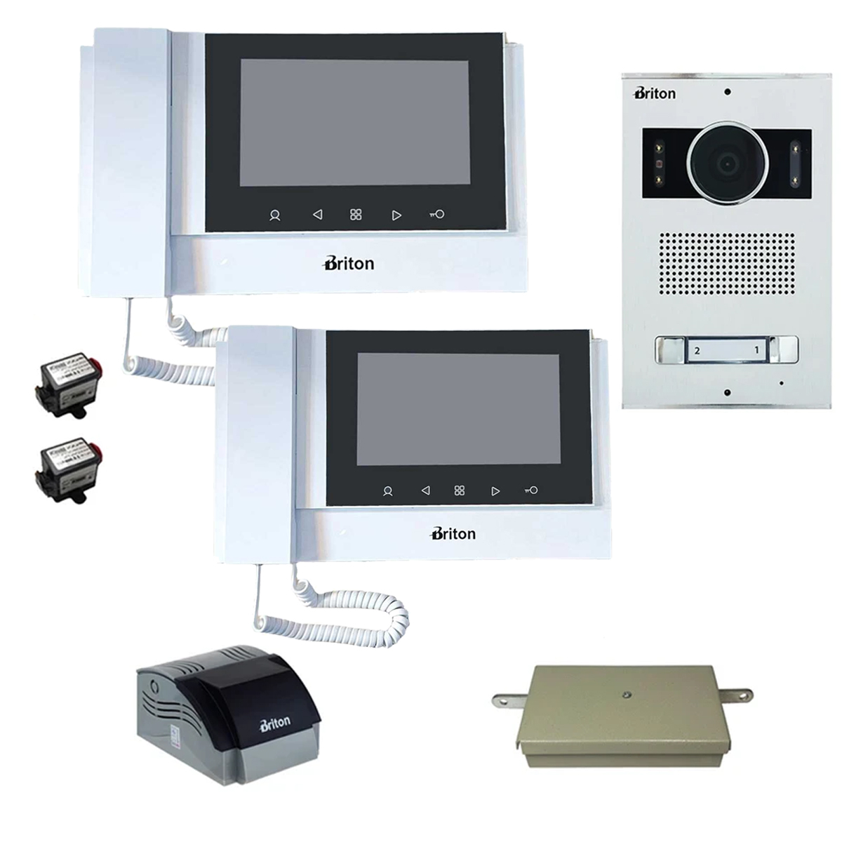 مجموعه دربازکن تصویری برایتون مدل 2002-7020 دو واحدی به همراه محافظ ولتاژ مانیتور