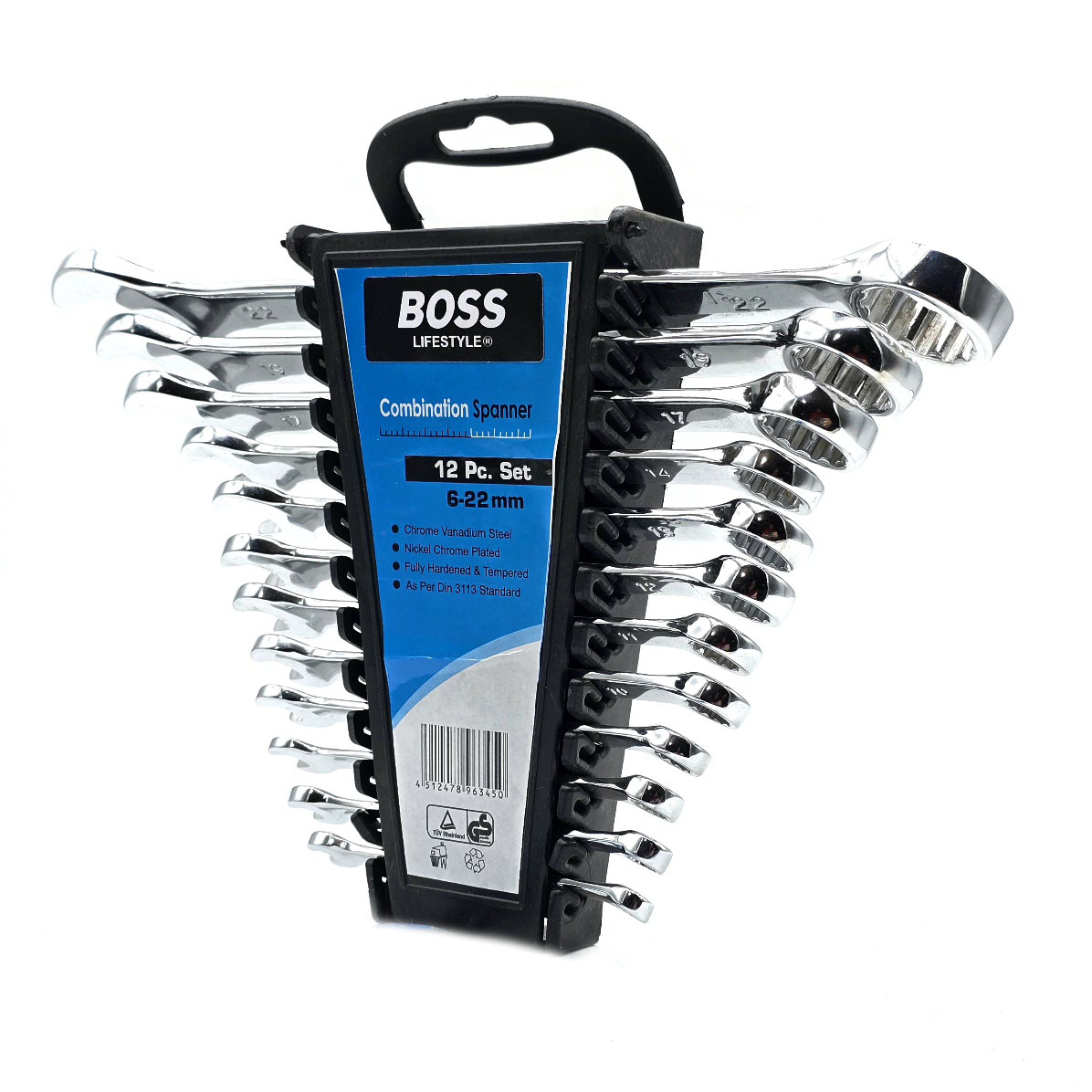 آچار یکسر تخت و یکسر رینگی باس مدل 6-22MM مجموعه 12 عددی