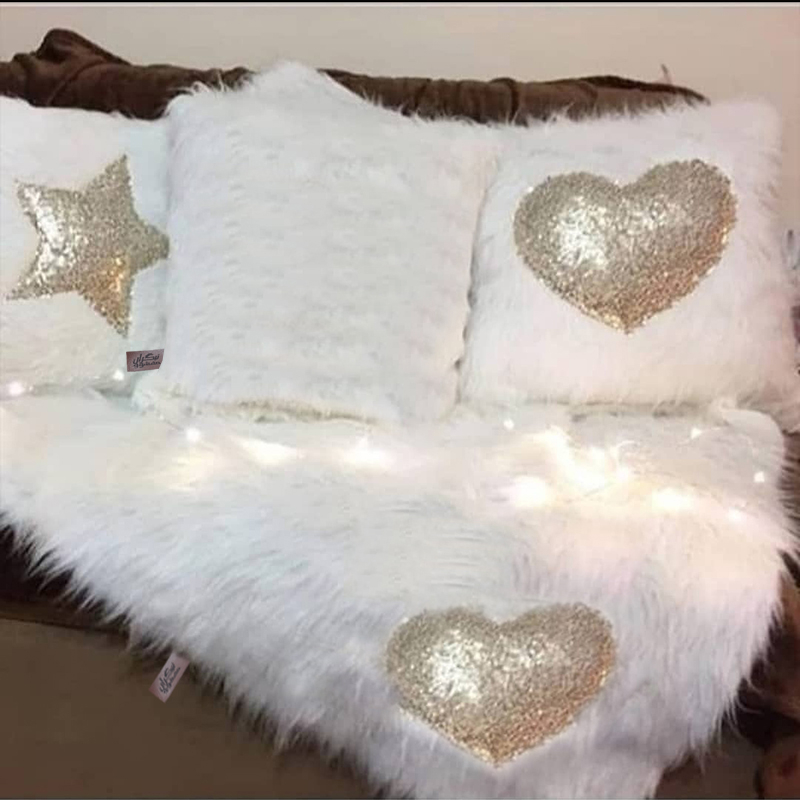 کوسن تیگران مفشوو مدل قلبی کد M3 مجموعه 3 عددی به همراه شال مبل