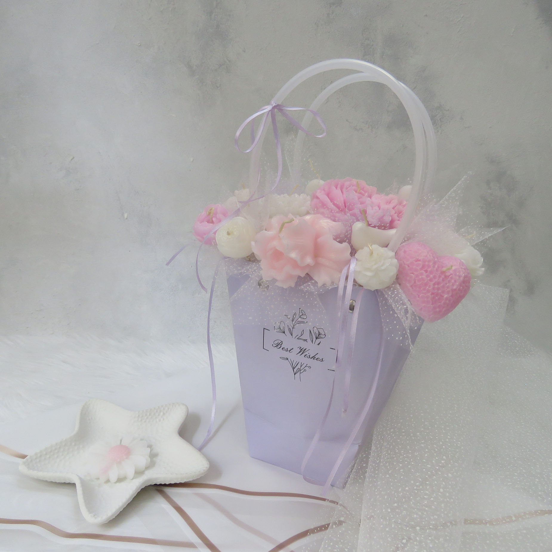 باکس شمع گل مدل ابرا کد 1001مجموعه 22 عددی