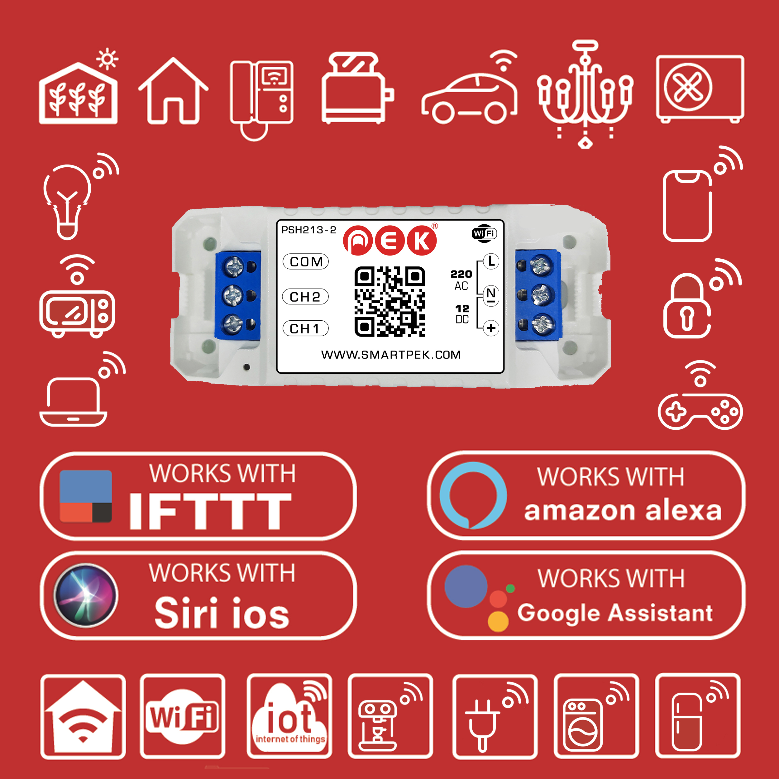 رله سوئیچ هوشمند پِک مدل دو کانال