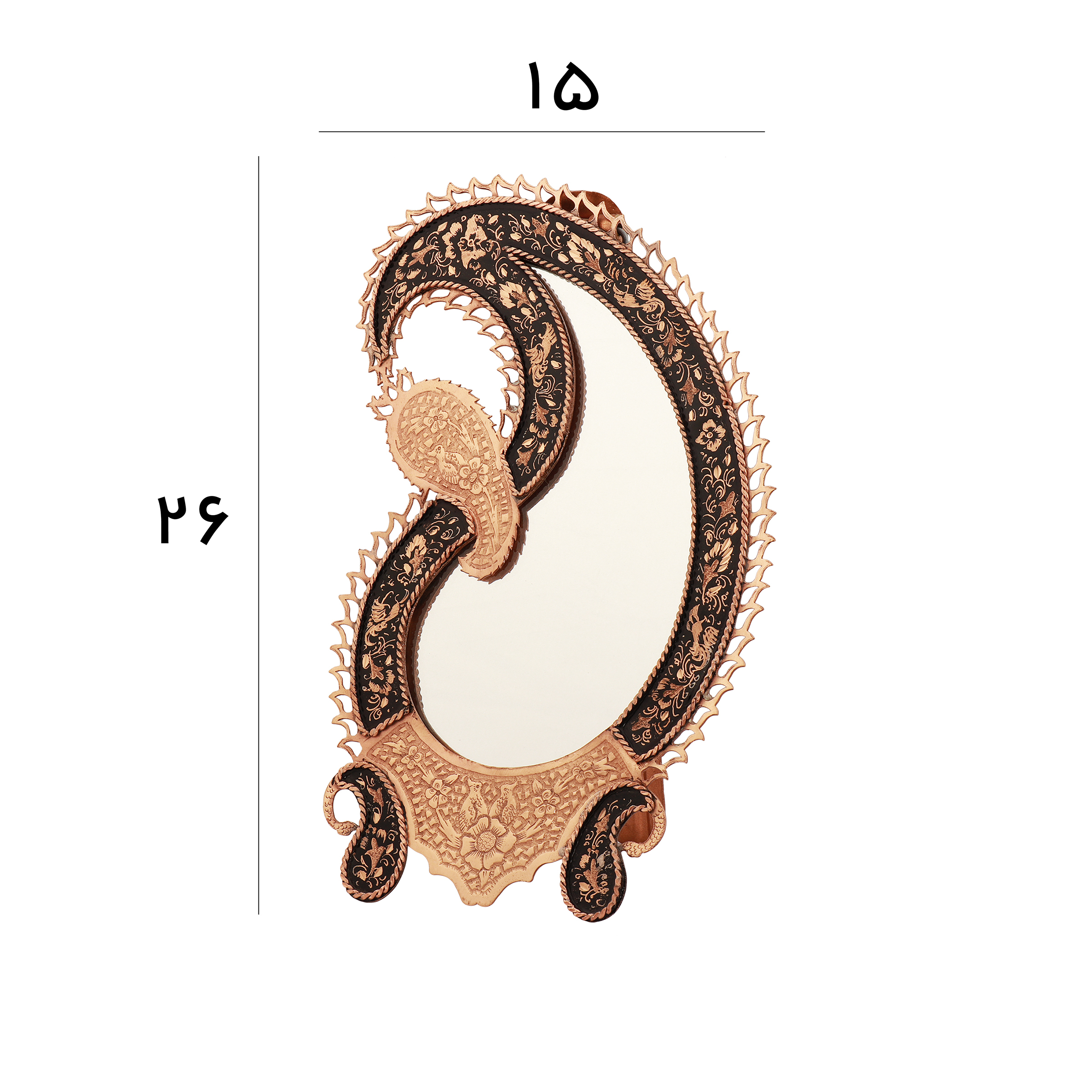 آینه مسی الماس تراش مدل بته جقه کد 25