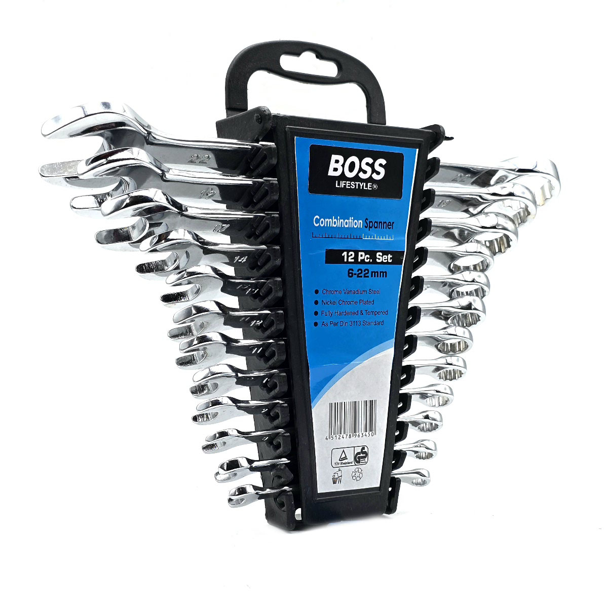 آچار یکسر تخت و یکسر رینگی باس مدل 6-22MM مجموعه 12 عددی