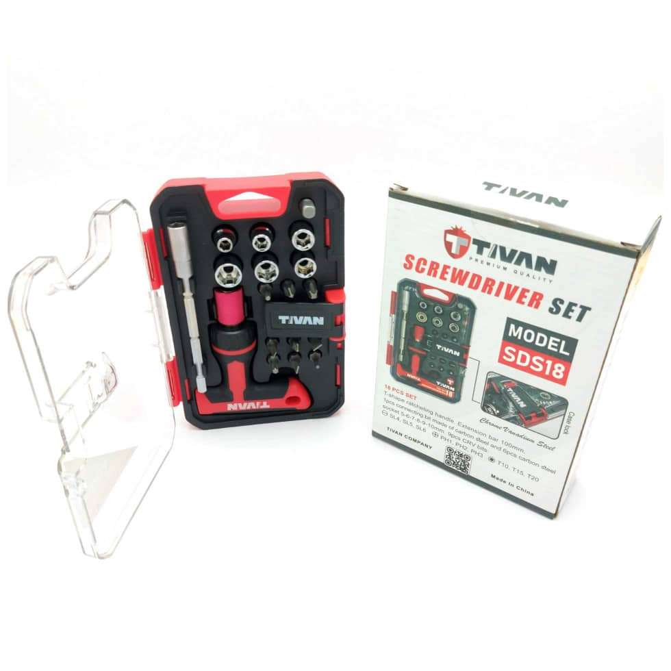 پیچ گوشتی تیوان مدل SDS18 بسته 18 عددی