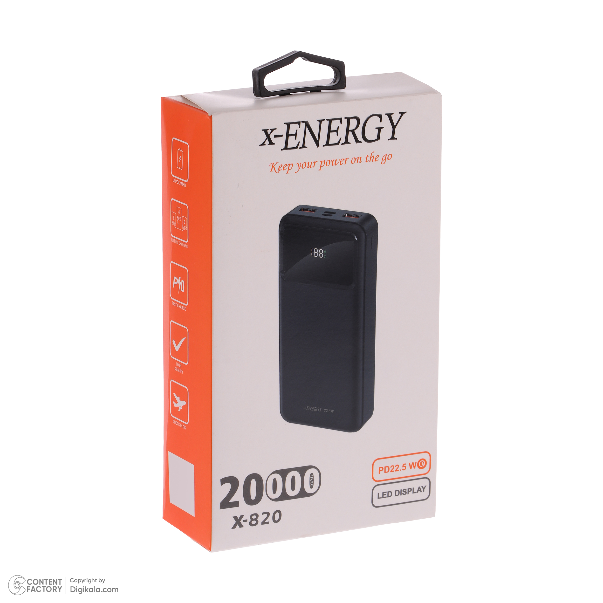 پاوربانک ایکس انرژی مدل X-820 22.5W ظرفیت 20000 میلی آمپر ساعت