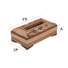 جعبه دستمال کاغذی خاتم کاری مدل نقاشی شکار