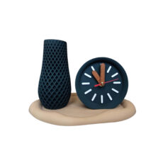 ست دو تکه گلدان و ساعت رومیزی بتنی مدل ناپل