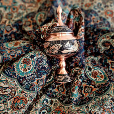 ست هدیه نگارستان نیلی مدل مس و ترمه کد almas24