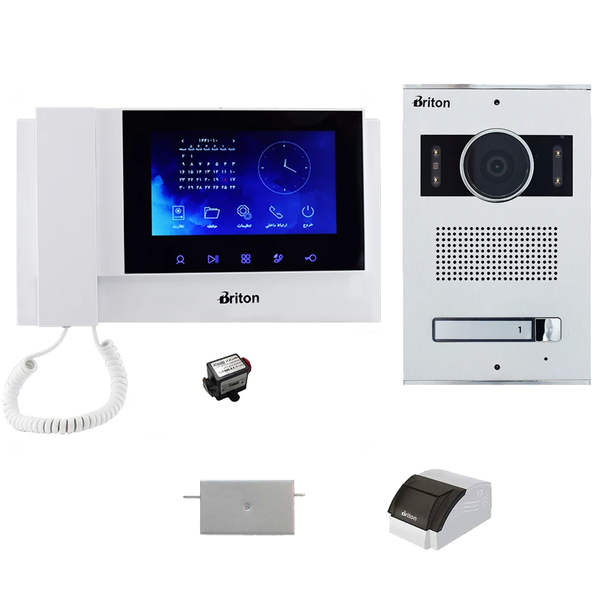 مجموعه دربازکن تصویری برایتون مدل 7030-2001 یک طبقه به همراه محافظ ولتاژ مانیتور