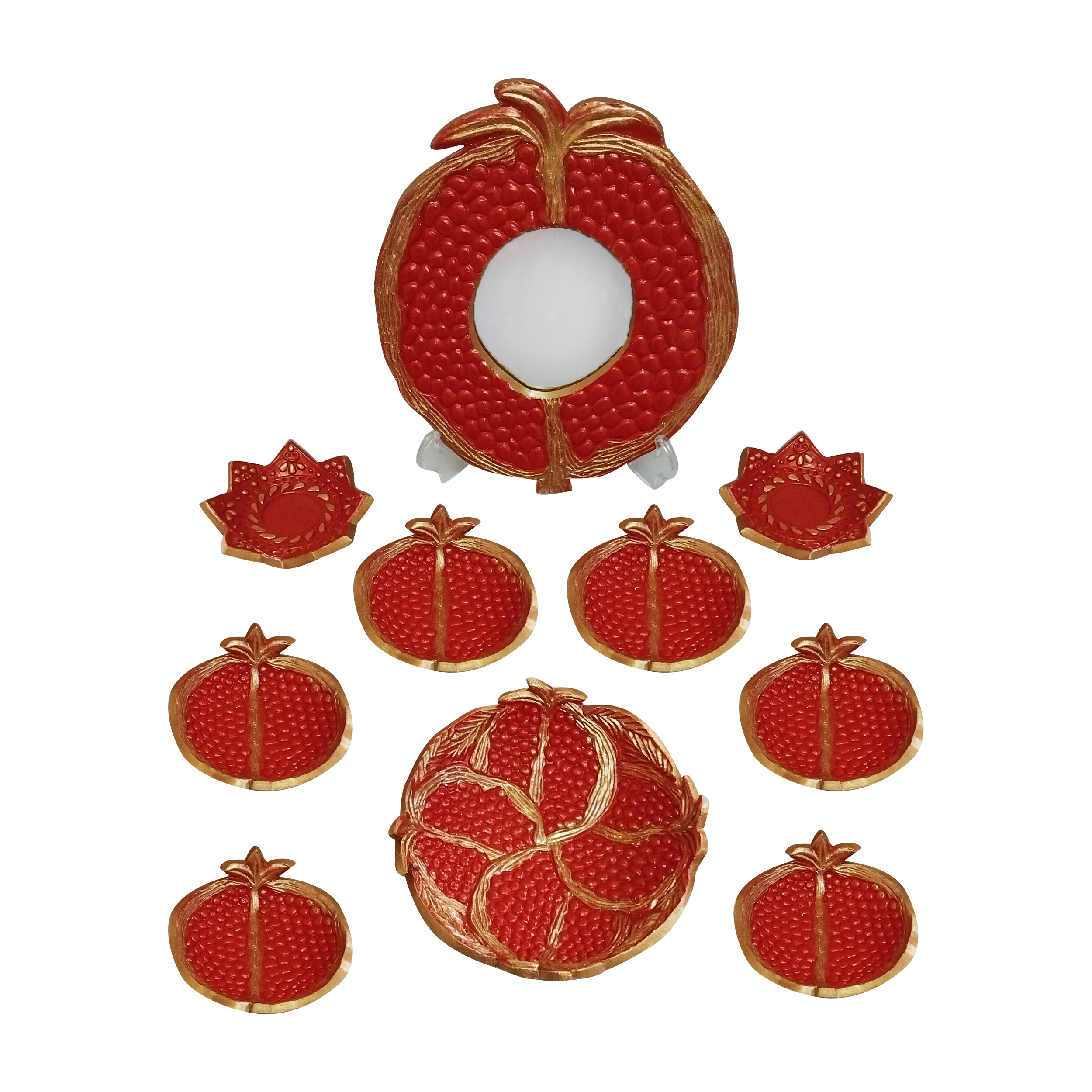 ست 10 تکه هفت سین سفالی مدل انار اکلیلی