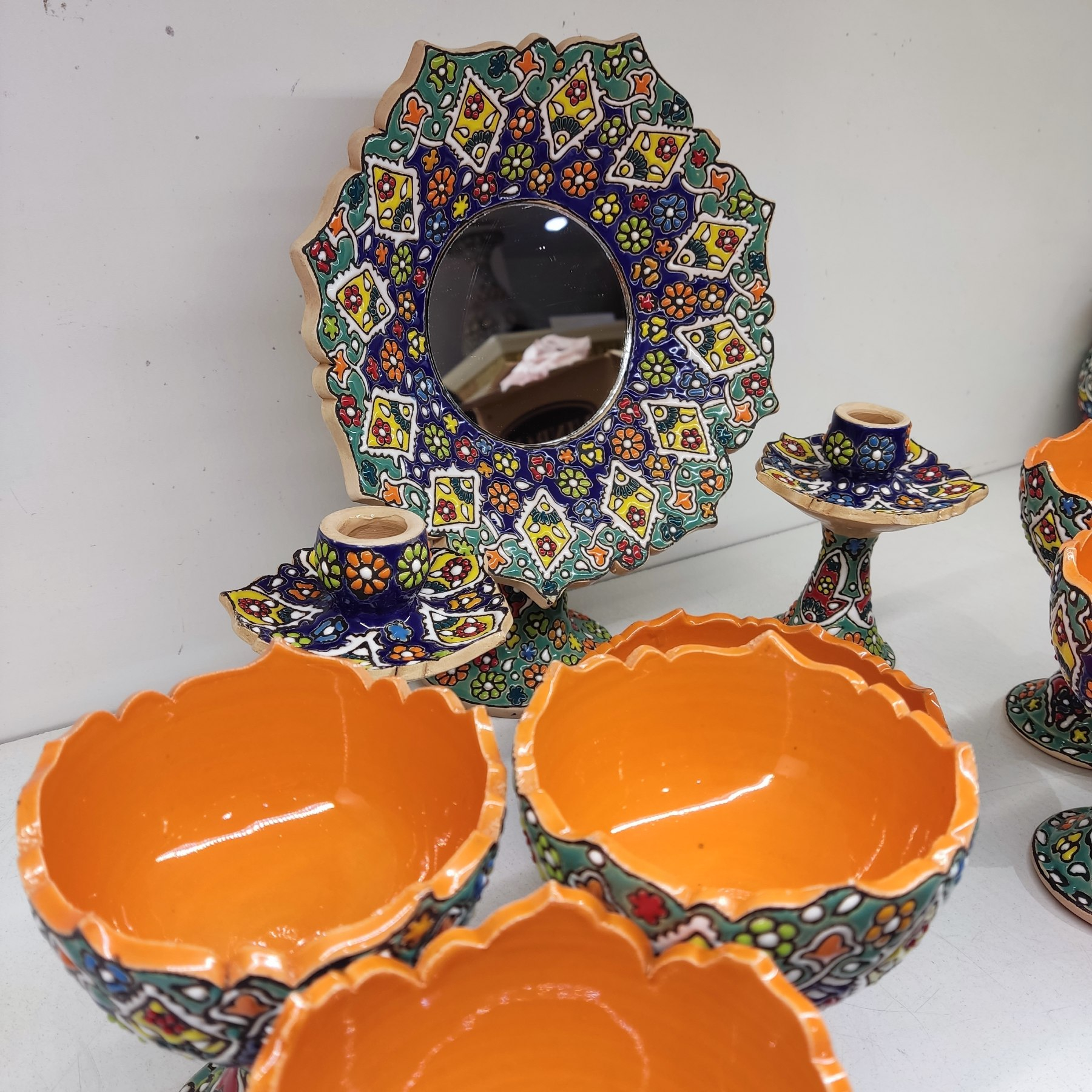 مجموعه ظروف 10 پارچه هفت سین میناکاری مدل شکوفه کد 10