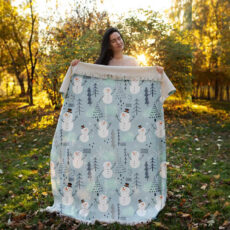 شال مبل طرح آدم برفی کد Q2SH1074 سایز 98x180 سانتی متر