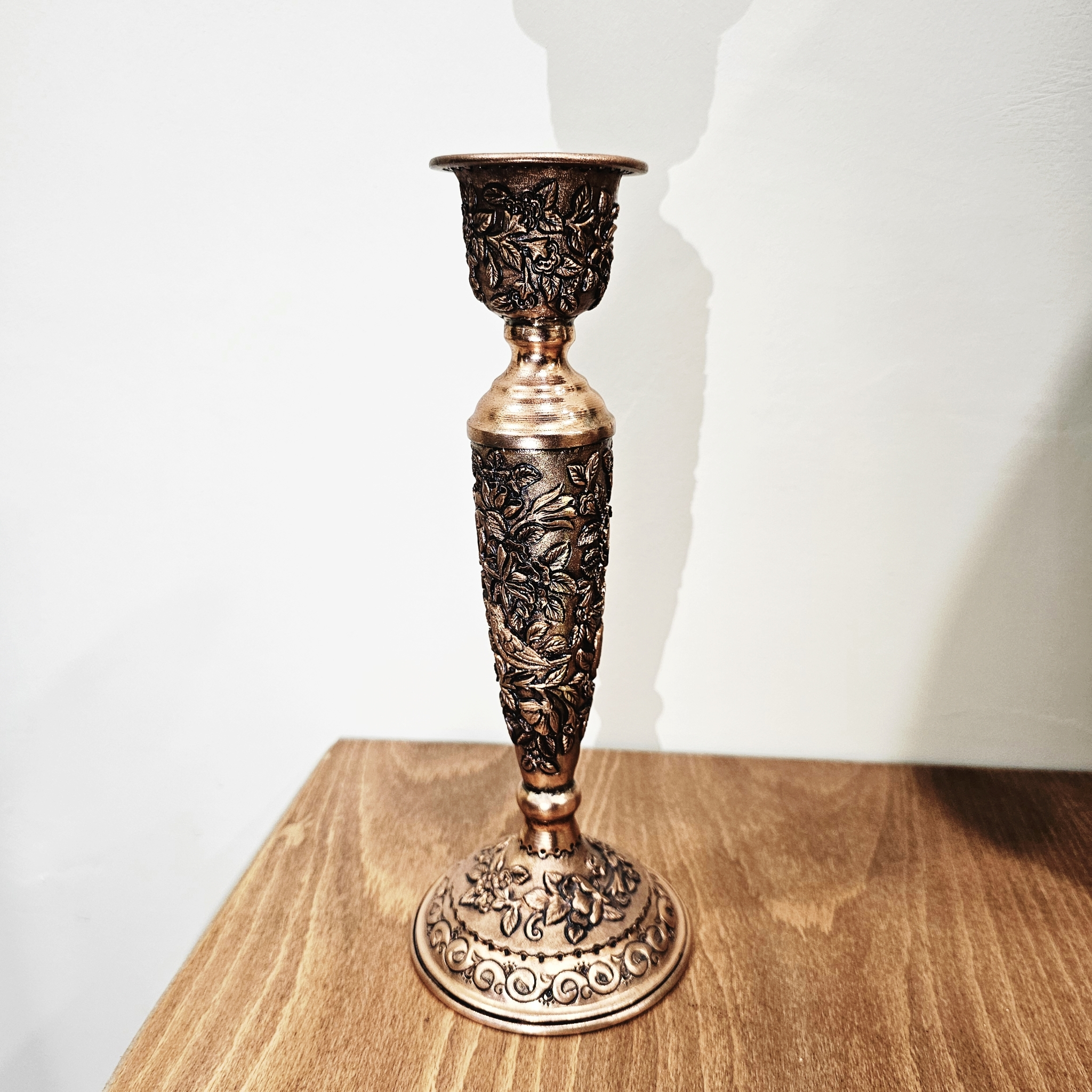 آینه و شمعدان مسی دستساز طرح گل و مرغ شیراز مدل gh