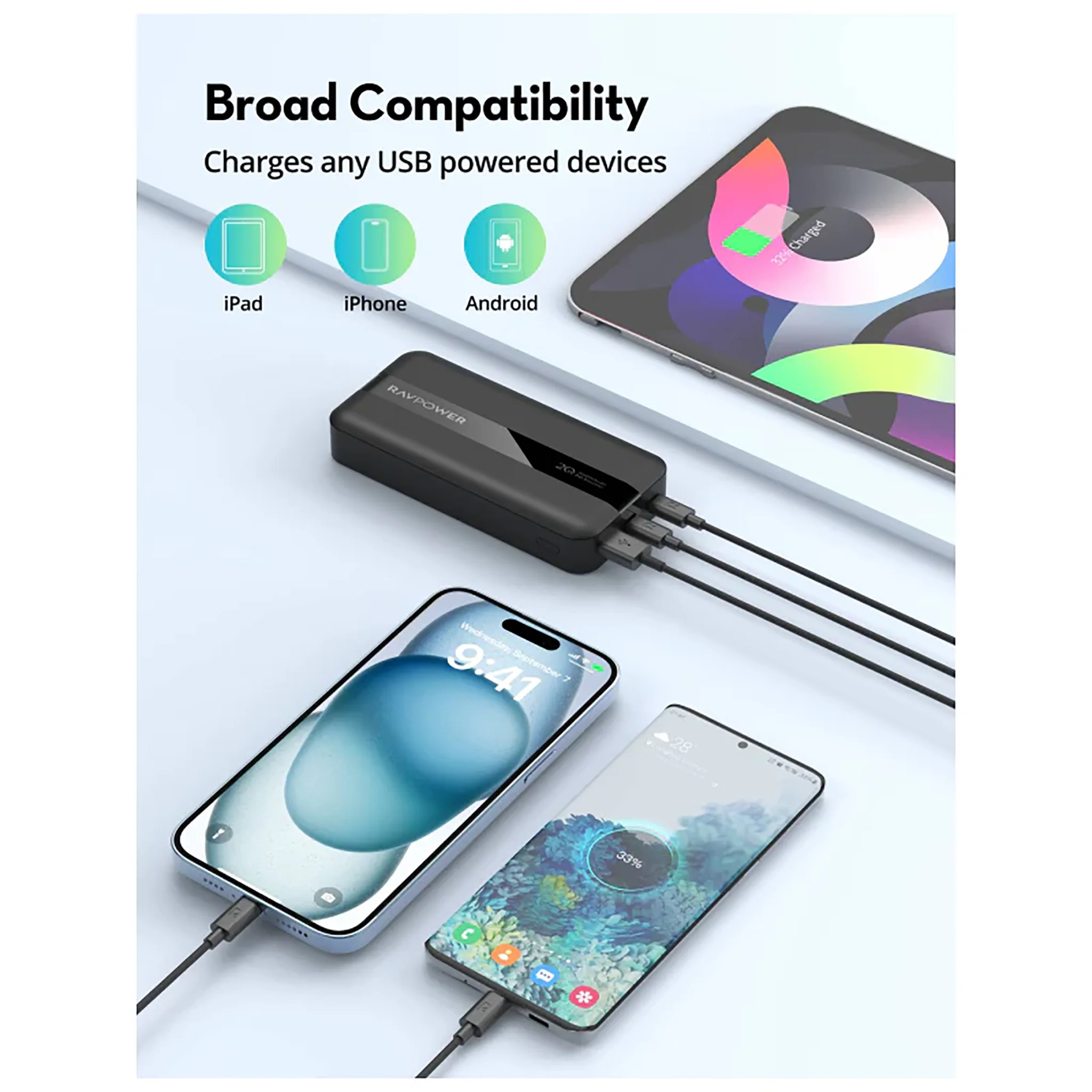 پاوربانک راوپاور مدل RP-PB1235 ظرفیت 20000 میلی آمپر ساعت