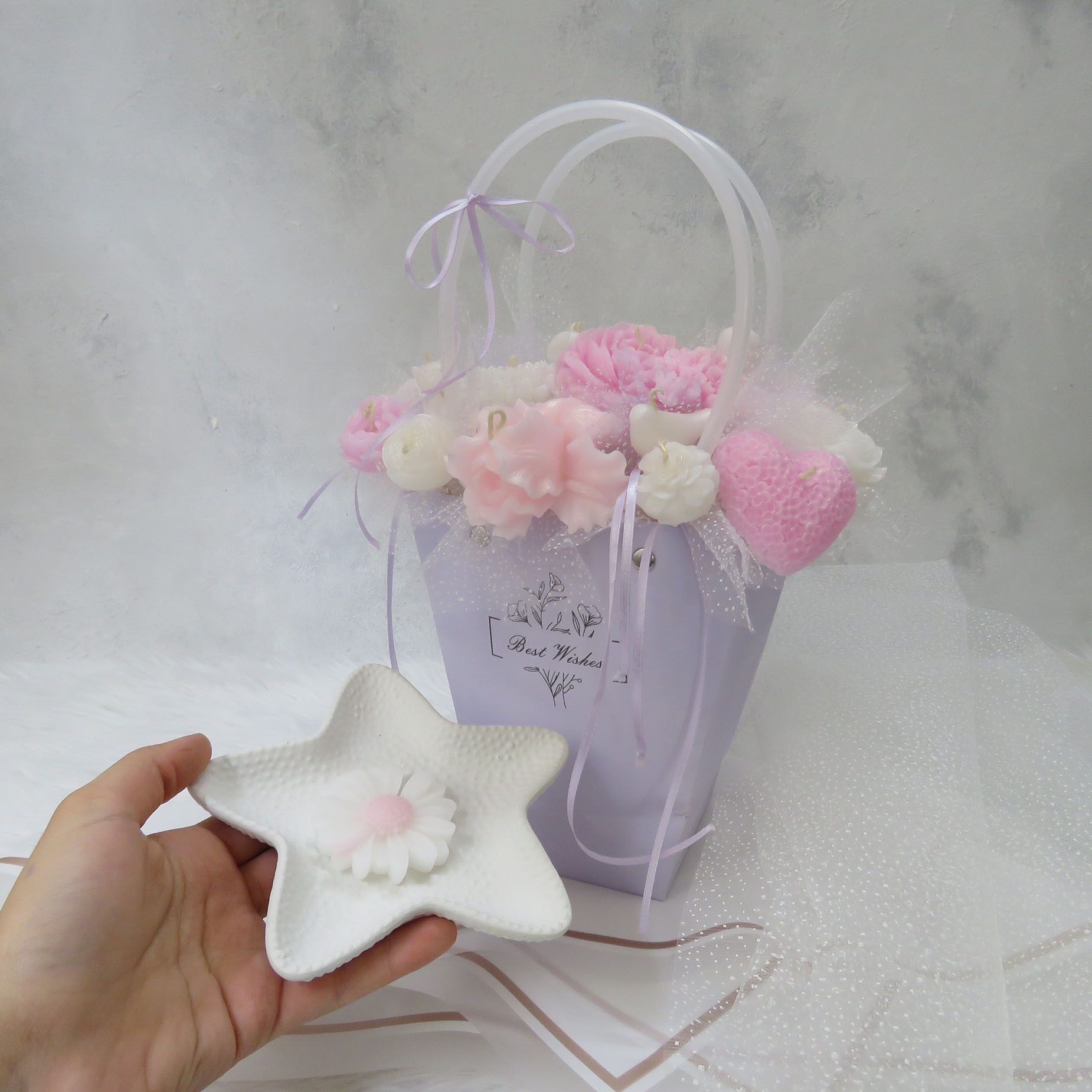 باکس شمع گل مدل ابرا کد 1001مجموعه 22 عددی