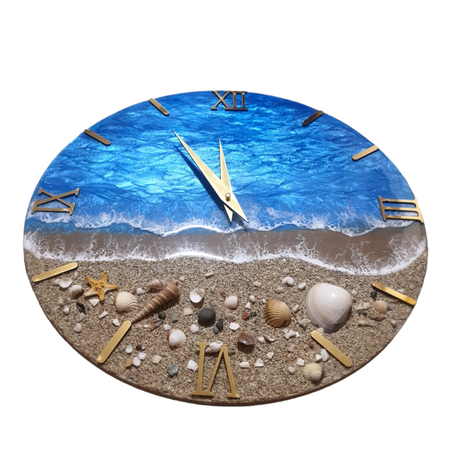 ساعت دیواری رزینی طرح ساحل و دریا